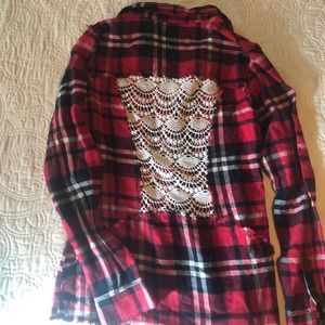 Red lace flannel